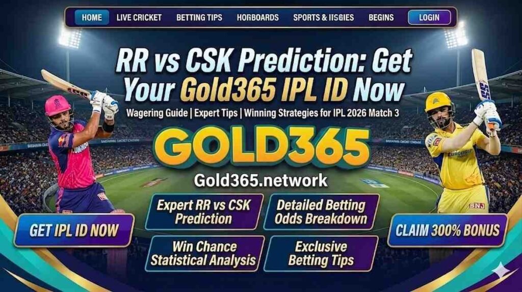 RR vs CSK Predictionn Get Your Gold365 IPL ID now. IPL 2026 Match 3  Wagering Guide , Exoert Tios , Winning Startergies for IPL 