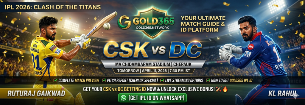 CSK vs DC IPL 2026: Chennai Super Kings vs Delhi Capitals – Complete Match Guide & How to Get Your CSK vs DC Betting ID( IPL Betting ID) banner by gold365.network