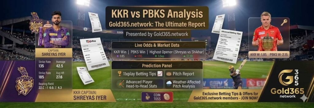 KKR vs PBKS Prediction IPL 2026: Kaun Jeetega? Gold365 Betting Tips, Pitch Report & Dream11 Team