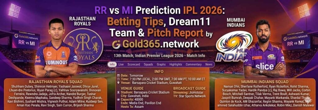 RR vs MI Prediction 2026: Jeetne Ke Super Tips Hinglish Mein | Gold365 ID Le Abhi Gold365 banner