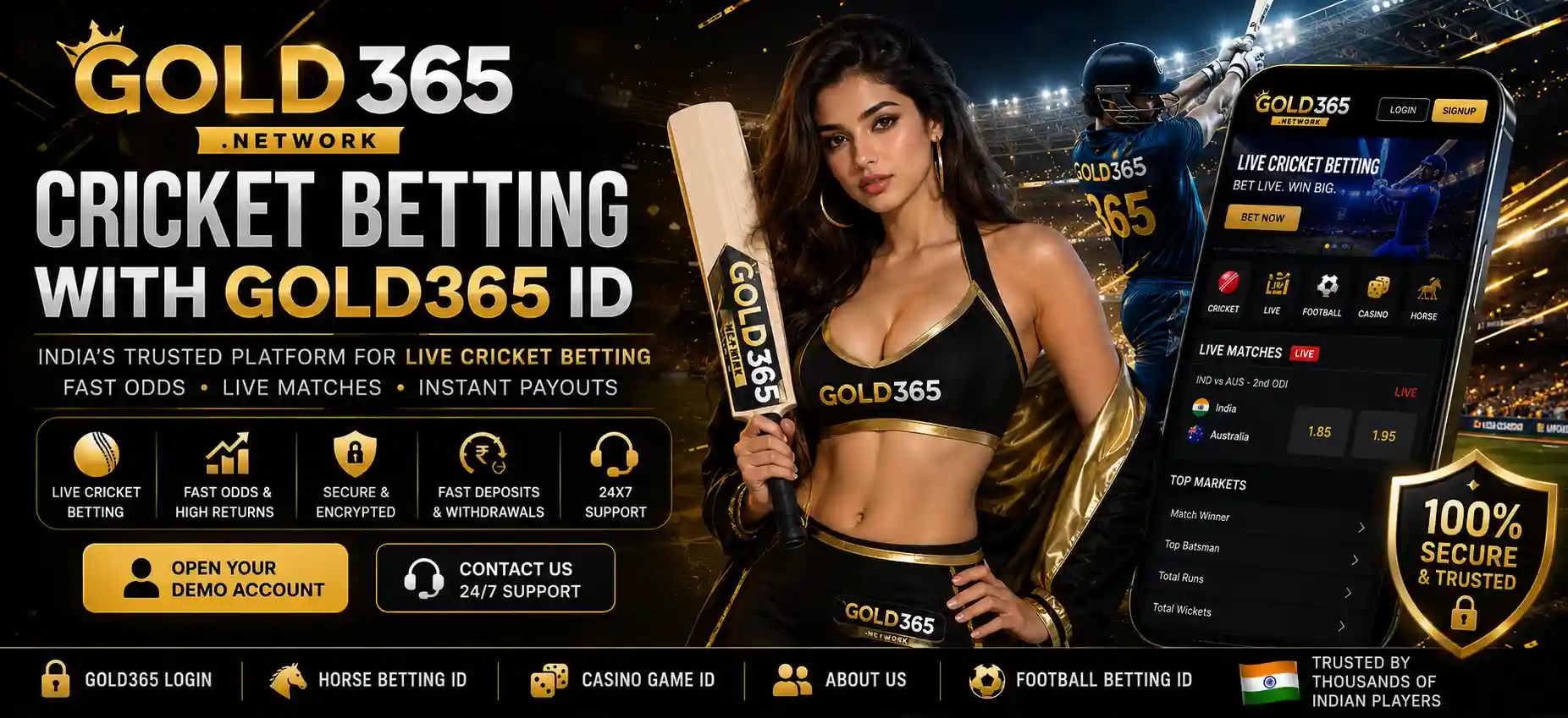 Gold365 Cricket banner By Gold365.network showing all the important aspects