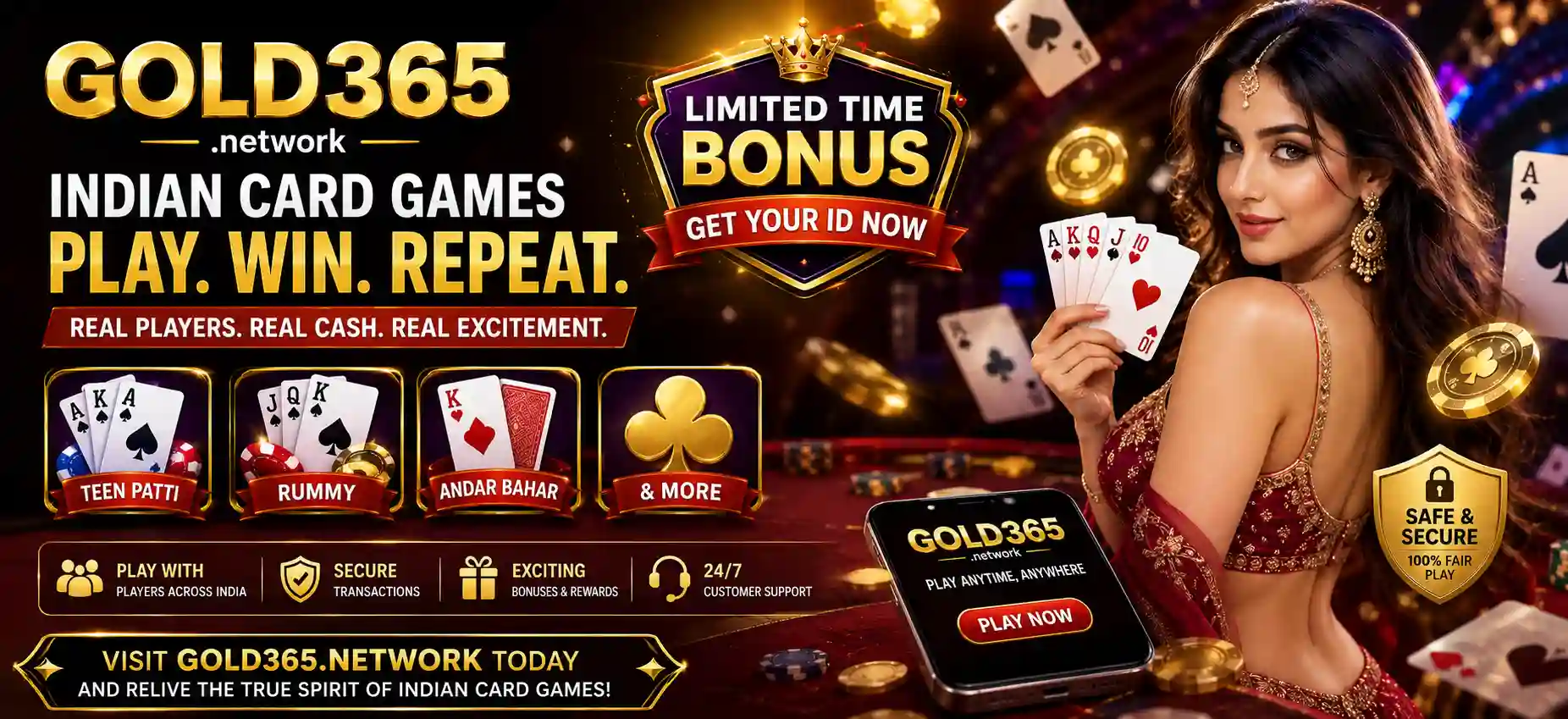 Indian Card games banner by Gold365.network